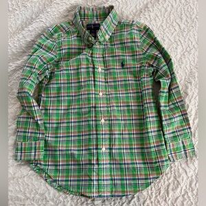 Ralph Lauren Kids Green and Blue Plaid Shirt